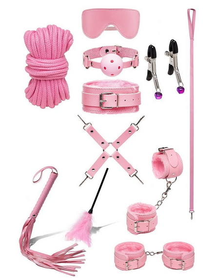 БДСМ набор 10 предметов, розовый 