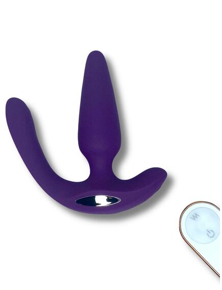 Вибромассажер для анально-вагинальной стимуляции фиолетового цвета с пультом Д/У "MEDEA-RCT" 