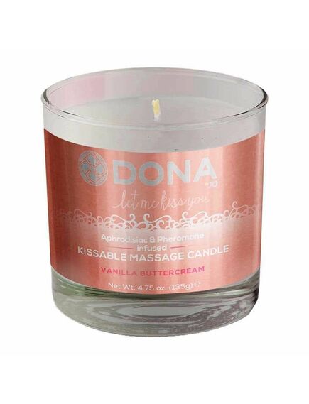 Вкусовая массажная свеча с феромонами и ароматом "Ванильный крем" DONA Kissable Massage Cand 