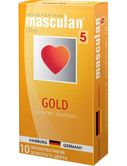 Презервативы утонченные золотого цвета Masculan 5 Ultra, 10 шт 