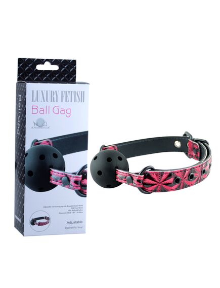 Чёрный кляп-шар на красных ремешках Ball Gag Luxury 