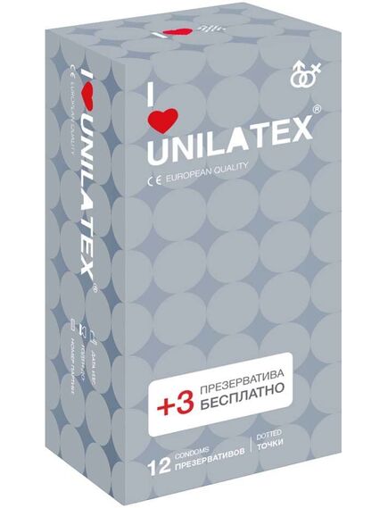 Презервативы Unilatex "Dotted" 12+3 шт 