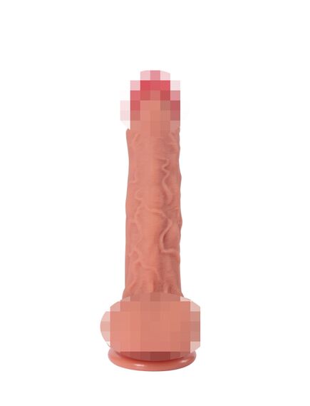 Реалистичный фаллоимитатор Dual Layer с мошонкой на присоске 17см , изображение 4