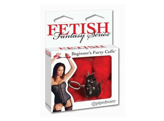 Наручники с мехом Fetish Fantasy Series Beginner's Furry Cuffs - Red , изображение 4