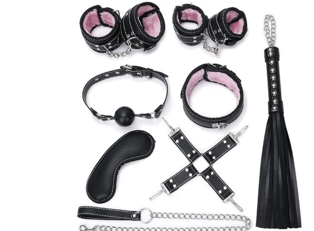 БДСМ набор 7 предметов, черно-розовый 